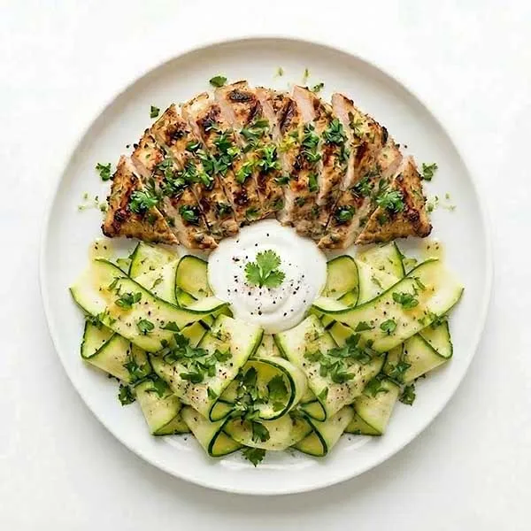 Cilantro Lime Chicken with Zucchini Ribbons With Sour Cream